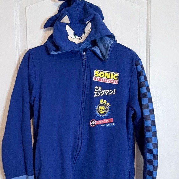 Sonic The Hedgehog Blue Kids Hoodie jacket  zip sz 18 XXL - Picture 10 of 10